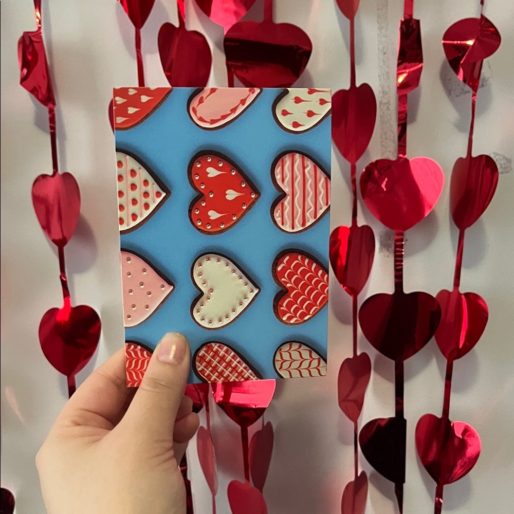 6 Hallmark Blue Card with Red and Pink Hearts